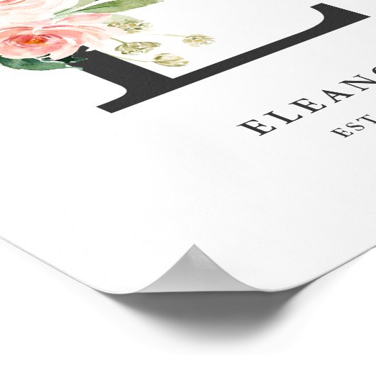 Brief E Monogram Waterverf Perzikflessen urserij Poster (Hoek)