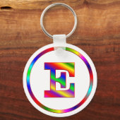 Brief E regenboog Sleutelhanger (Voorkant)