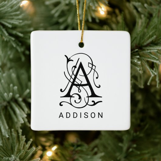 Brief Een Elegant Monogram Kerst Ornament (Boom)