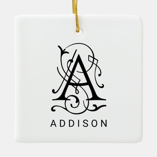 Brief Een Elegant Monogram Kerst Ornament (Voorkant)