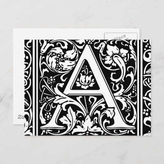 Brief Een middeleeuws monogram Art Nouveau Briefkaart (Voorkant / Achterkant)