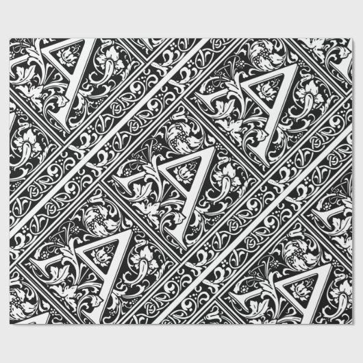 Brief Een middeleeuws monogram Art Nouveau Cadeaupapier (Vlak)