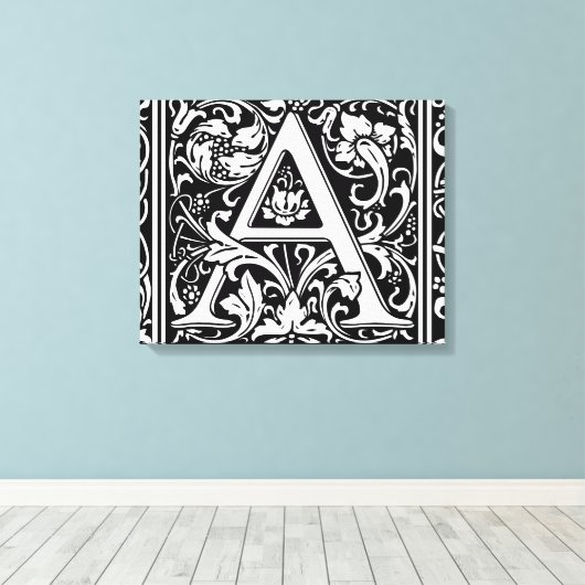 Brief Een middeleeuws monogram Art Nouveau Canvas Afdruk (Insitu (Houten vloer))