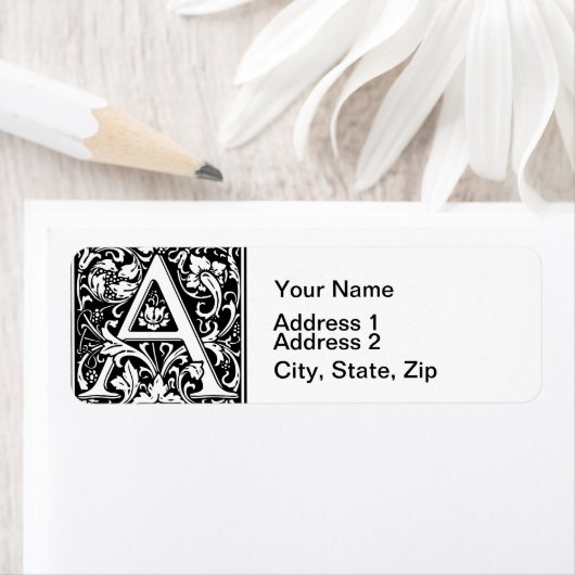 Brief Een middeleeuws monogram Art Nouveau Etiket (Insitu)