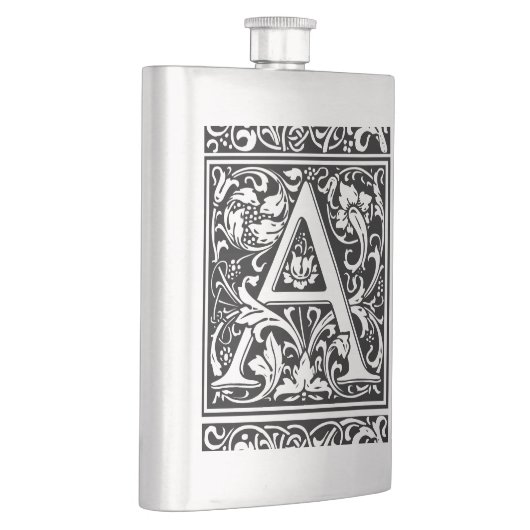 Brief Een middeleeuws monogram Art Nouveau Heupfles (Rechts)