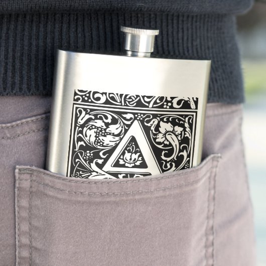 Brief Een middeleeuws monogram Art Nouveau Heupfles (Voorbeeld)