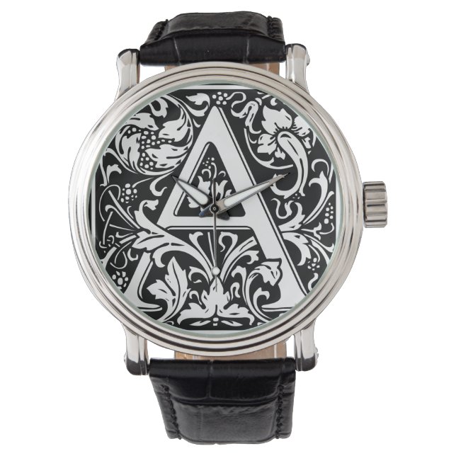 Brief Een middeleeuws monogram Art Nouveau Horloge (Voorkant)