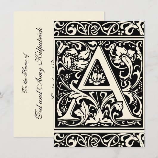 Brief Een middeleeuws monogram Art Nouveau Kaart (Voorkant / Achterkant)