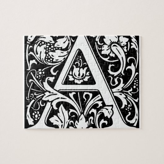 Brief Een middeleeuws monogram Art Nouveau Legpuzzel (Horizontaal)