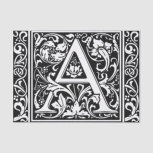 Brief Een middeleeuws monogram Art Nouveau Tissuepapier