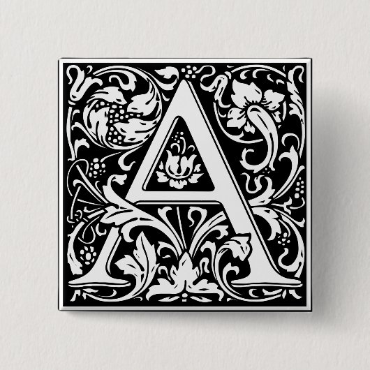 Brief Een middeleeuws monogram Art Nouveau Vierkante Button 5,1 Cm (Voorkant)