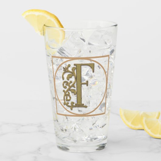 BRIEF F MONOGRAM Beauful Wedding New Home Gift Glas (Voorkant ijs)