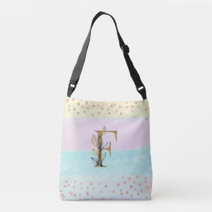 *~ BRIEF F Monogram Gold Glitter Pastel Colors Crossbody Tas