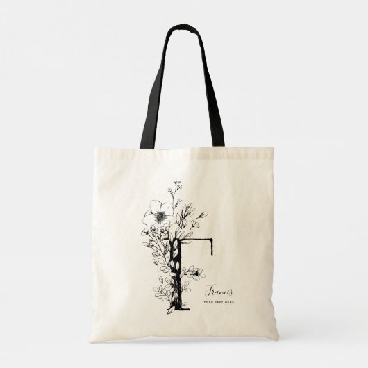 Brief F Organic Farmhouse Rustic Monogramed Tote Bag (Achterkant)