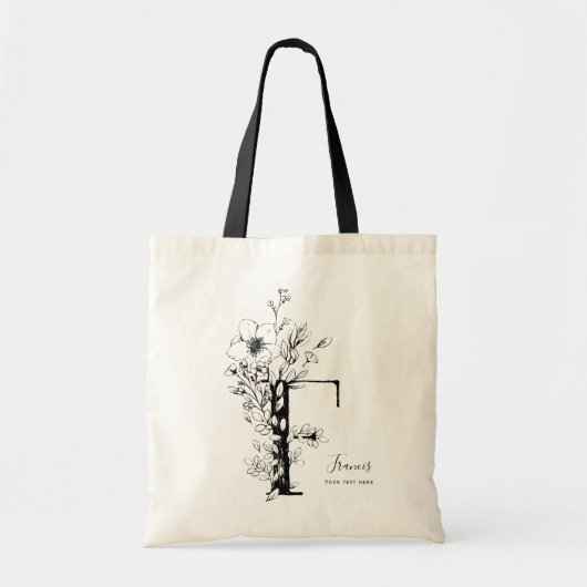 Brief F Organic Farmhouse Rustic Monogramed Tote Bag (Voorkant)