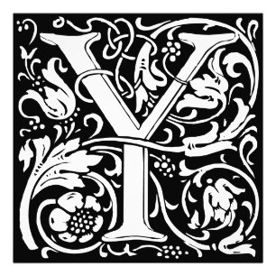 Brief Floral Alphabet Monogram Y Foto Afdruk