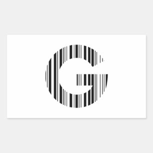 BRIEF G BAR CODE Eerste Initiaal Barcode Patroon Rechthoekige Sticker