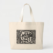 Brief G Medieval Monogram Brede  Initiaal Grote Tote Bag (Voorkant)