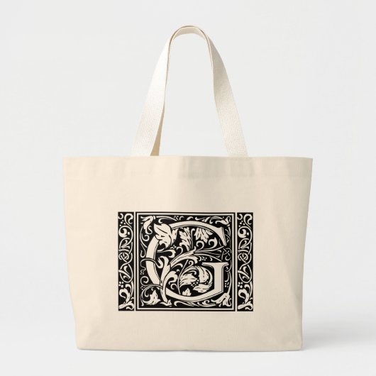 Brief G Medieval Monogram Brede  Initiaal Grote Tote Bag (Voorkant)