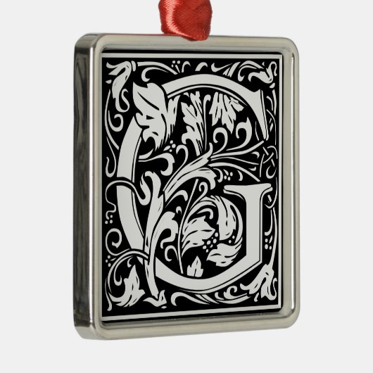 Brief G Medieval Monogram  Initiaal Metalen Ornament (Rechts)