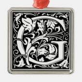 Brief G Medieval Monogram  Initiaal Metalen Ornament (Voorkant)