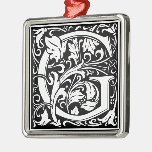 Brief G Medieval Monogram  Initiaal Metalen Ornament (Links)