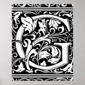 Brief G Medieval Monogram  Initiaal Poster (Voorkant)