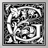 Brief G Medieval Monogram Initiaal Poster (Voorkant)