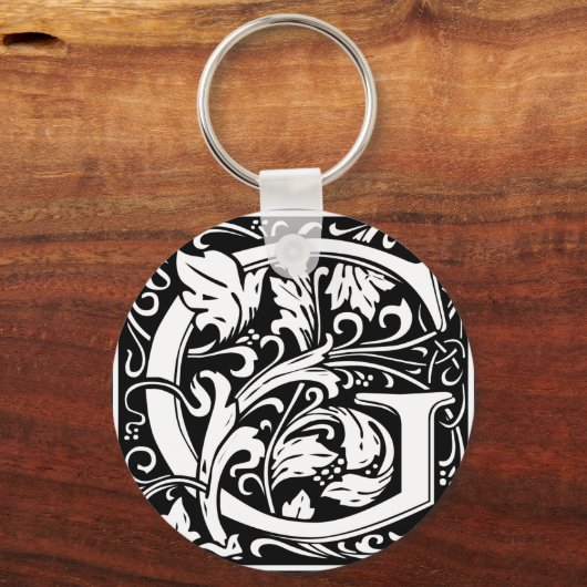Brief G Medieval Monogram  Initiaal Sleutelhanger (Voorkant)