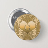 Brief G | Memorial | Angel Heart Ronde Button 5,7 Cm (Voorkant /achterkant)