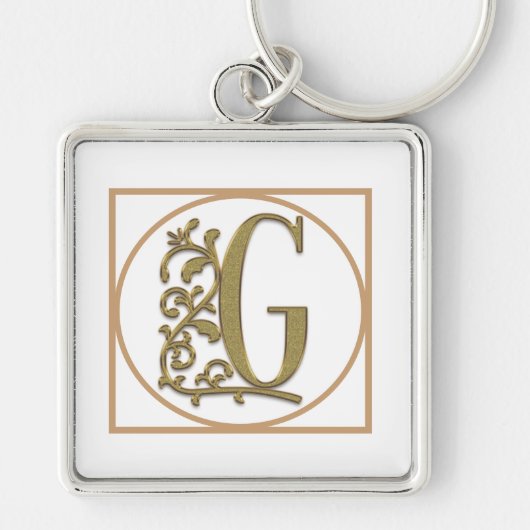 BRIEF G MONOGRAM Beauful Wedding New Home Gift Sleutelhanger (Voorkant)