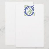 Brief G Monogram Fleur de lis Briefpapier (Voorkant / Achterkant)