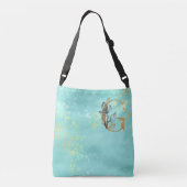 *~ BRIEF G - Monogram Gold Glitter Turquoise Blue Crossbody Tas (Achterkant)