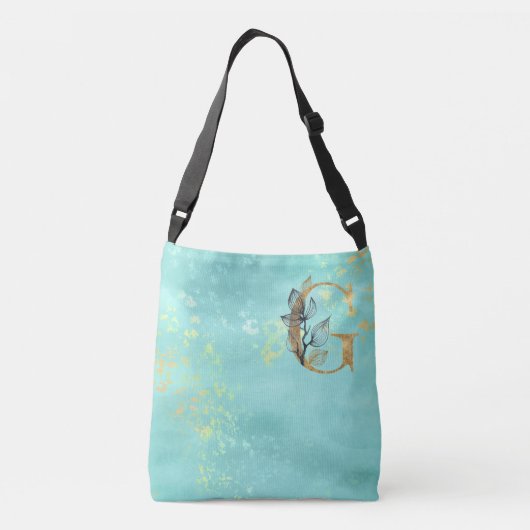 *~ BRIEF G - Monogram Gold Glitter Turquoise Blue Crossbody Tas (Achterkant)