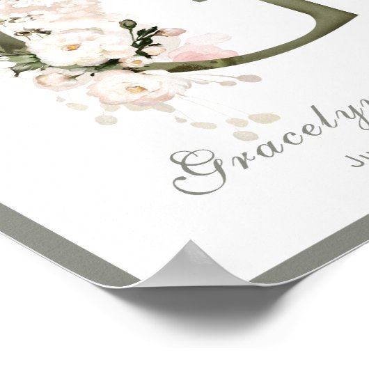 Brief G Monogram roze witte Floral Poster (Hoek)