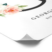 Brief G Monogram Waterverf Perzik Florals Nursery Poster (Hoek)