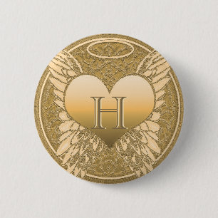 Brief H Memorial Angel Heart Ronde Button 5,7 Cm