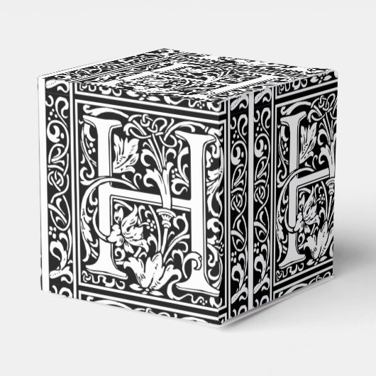 Brief H Middeleeuws Monogram Art Nouveau Bedankdoosjes (Achterkant)