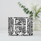 Brief H Middeleeuws Monogram Art Nouveau Briefkaart (Staand voorkant)