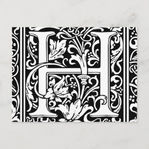 Brief H Middeleeuws Monogram Art Nouveau Briefkaart