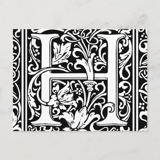 Brief H Middeleeuws Monogram Art Nouveau Briefkaart (Voorkant)