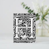 Brief H Middeleeuws Monogram Art Nouveau Briefkaart (Staand voorkant)