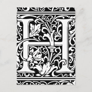 Brief H Middeleeuws Monogram Art Nouveau Briefkaart