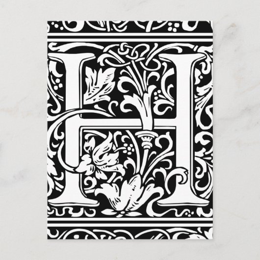 Brief H Middeleeuws Monogram Art Nouveau Briefkaart (Voorkant)