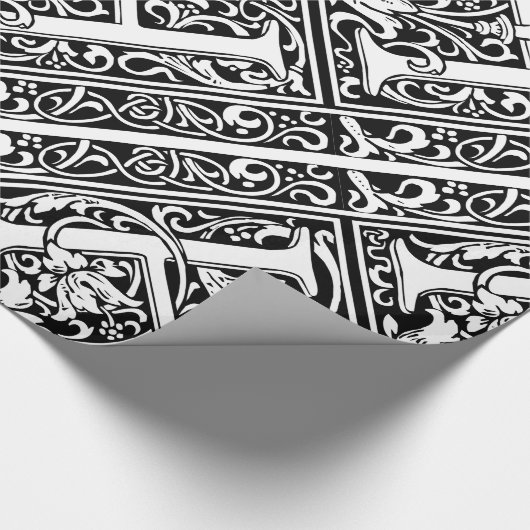 Brief H Middeleeuws Monogram Art Nouveau Cadeaupapier (Hoek)