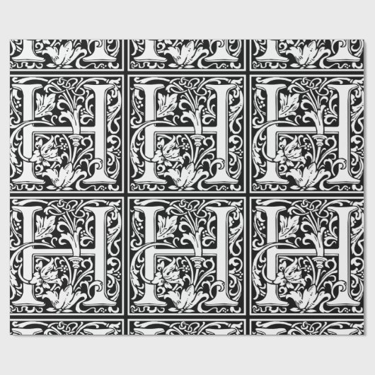 Brief H Middeleeuws Monogram Art Nouveau Cadeaupapier (Vlak)