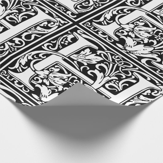 Brief H Middeleeuws Monogram Art Nouveau Cadeaupapier (Hoek)