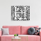 Brief H Middeleeuws Monogram Art Nouveau Canvas Afdruk (Insitu (Woonkamer))