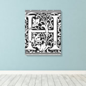 Brief H Middeleeuws Monogram Art Nouveau Canvas Afdruk (Insitu (Houten vloer))