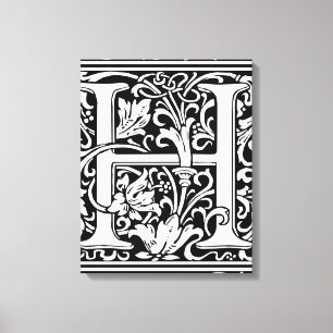 Brief H Middeleeuws Monogram Art Nouveau Canvas Afdruk
